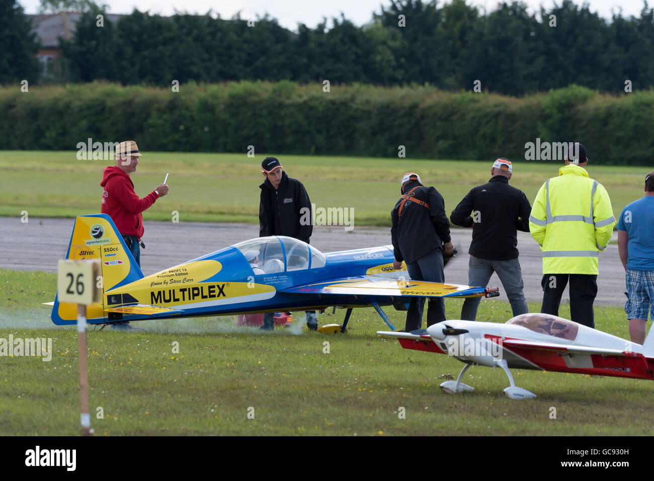 Large 55% scale radio control Yak 54 3D display aircraft by Steve Carr Wings 'n' Wheels North Weald airfield Essex England Stock Photo