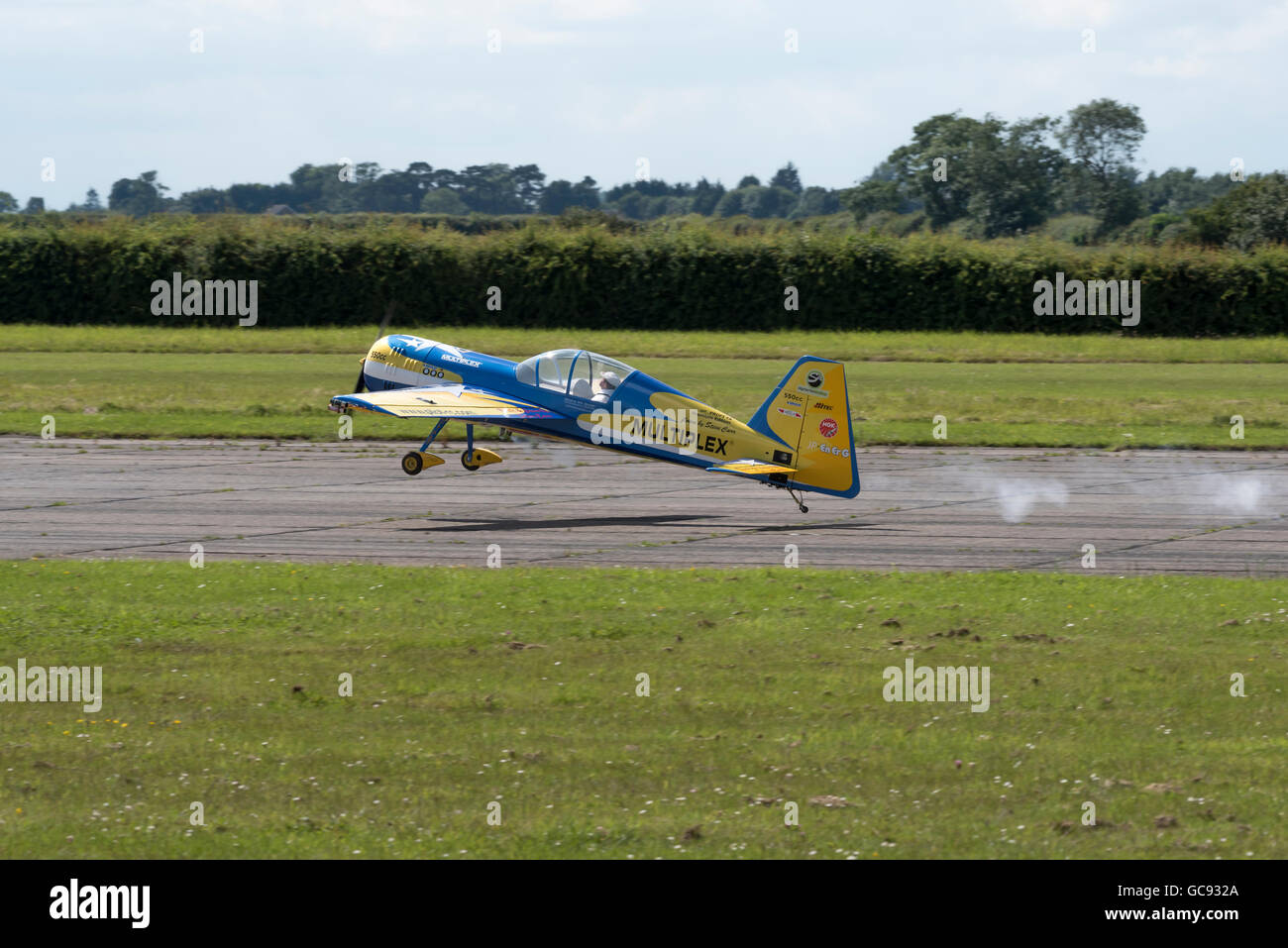 Large 55% scale radio control Yak 54 3D display aircraft by Steve Carr Wings 'n' Wheels North Weald airfield Essex England Stock Photo