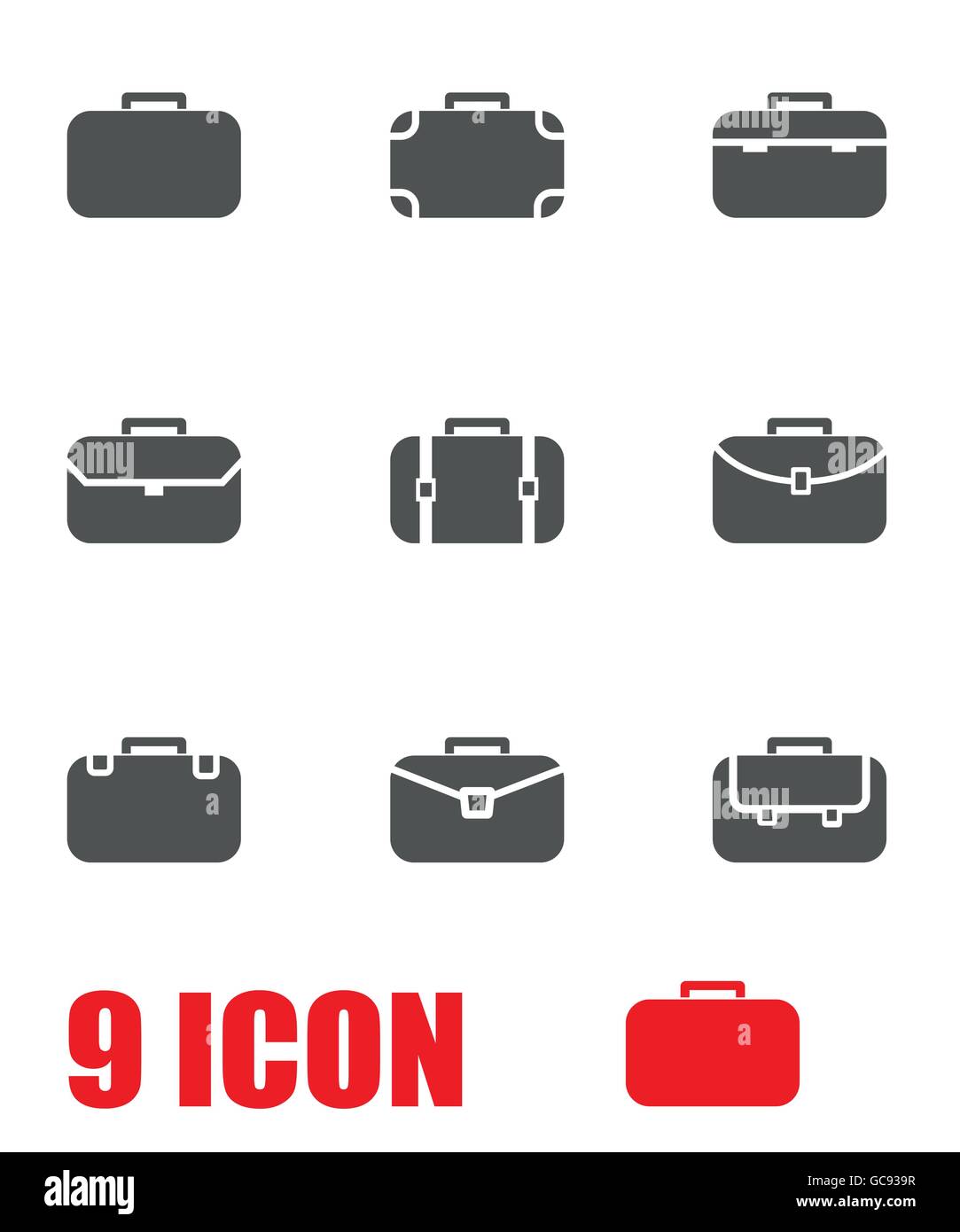 Vector grey briefcase icon set Stock Vector Image & Art - Alamy