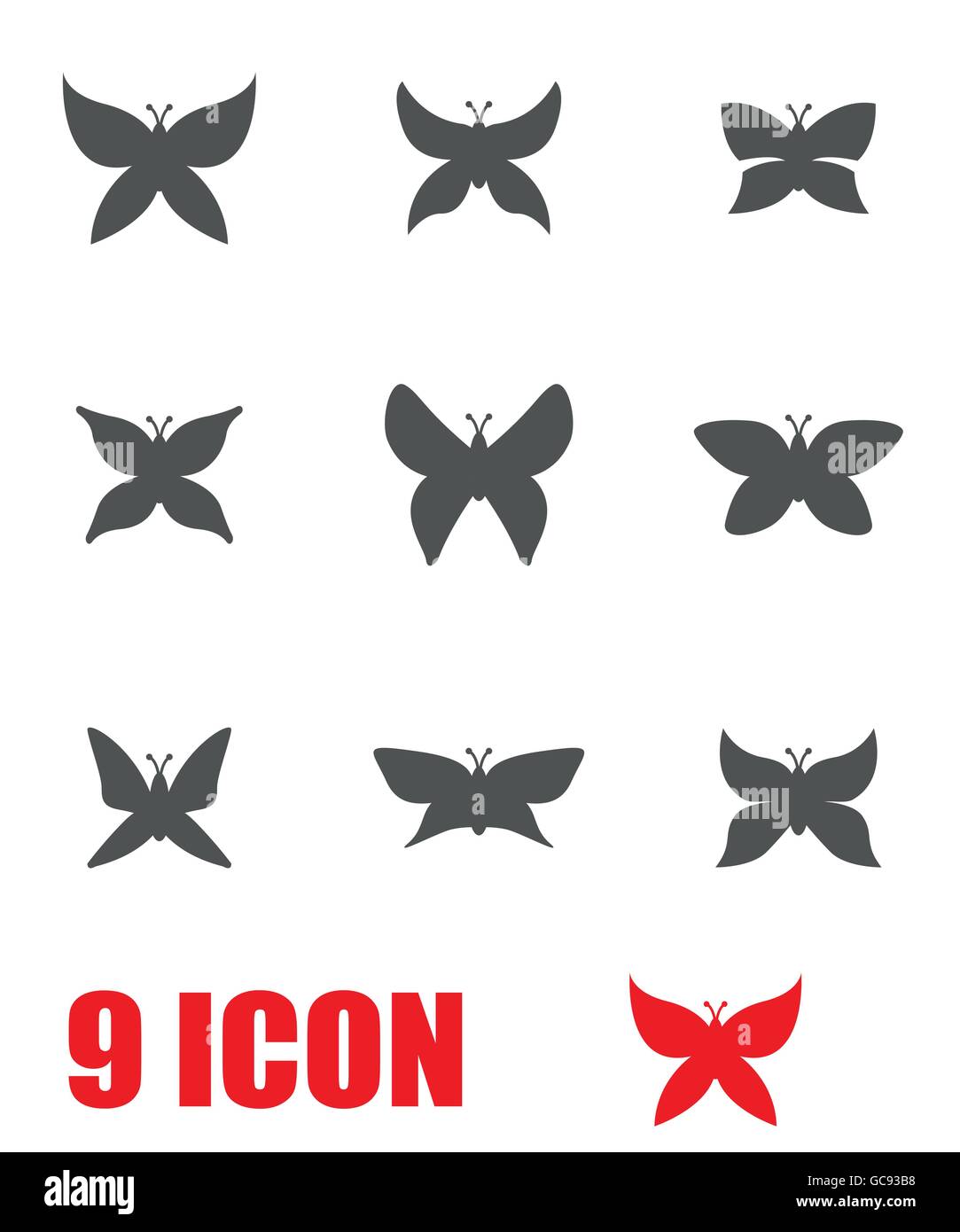 Vector grey butterfly icon set Stock Vector Image & Art - Alamy