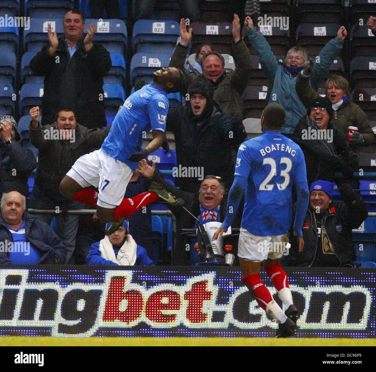 Soccer portsmouth full length scoring goal mangms datacoapplies hires stock photography and