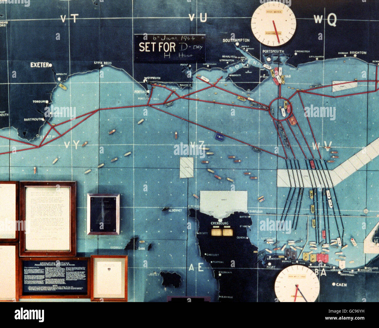 The original map in Southwick House showing details of the June 6 1944 Operation Overlord Stock Photo