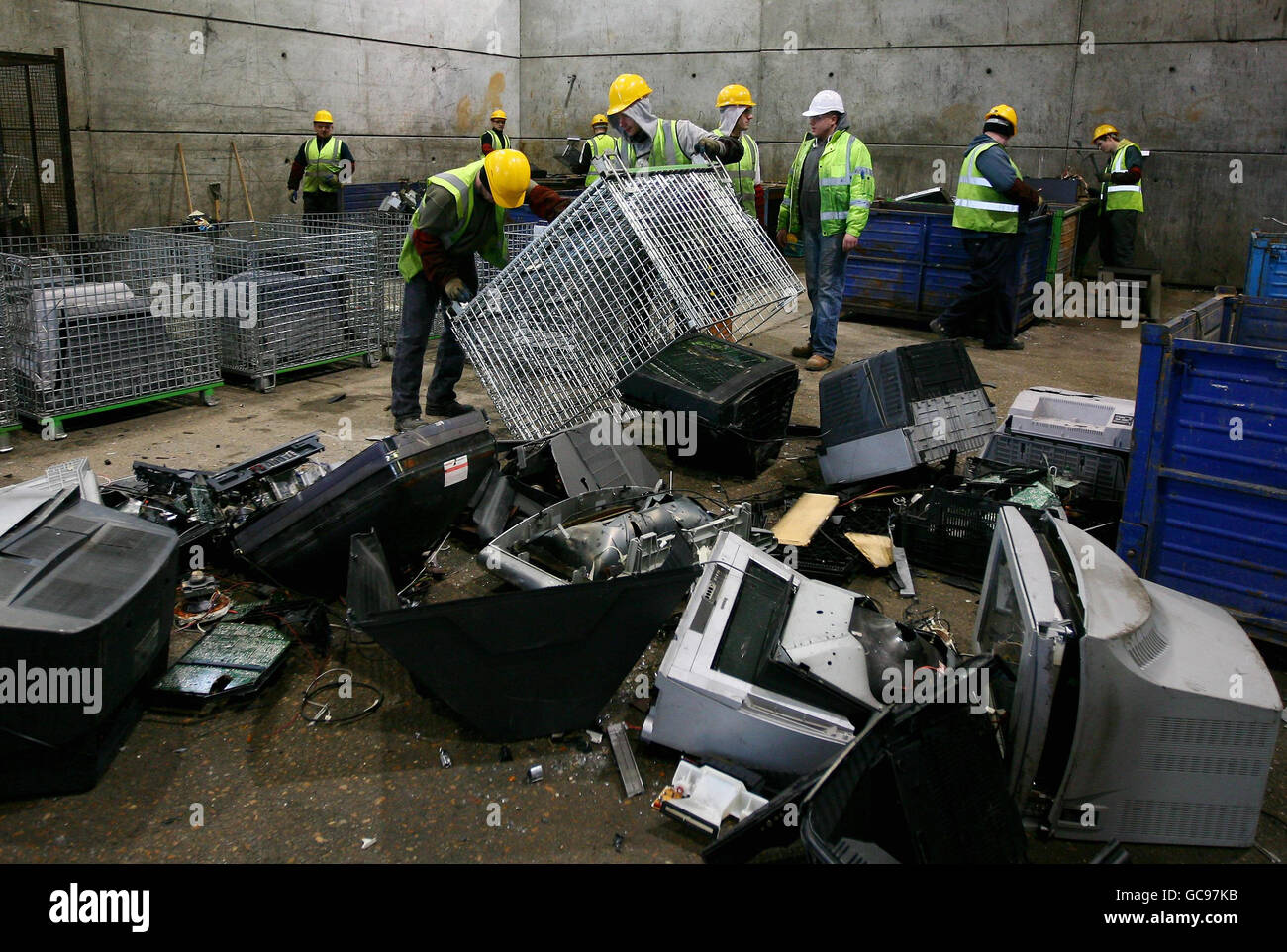 Old TVs and monitors recycled Stock Photo Alamy