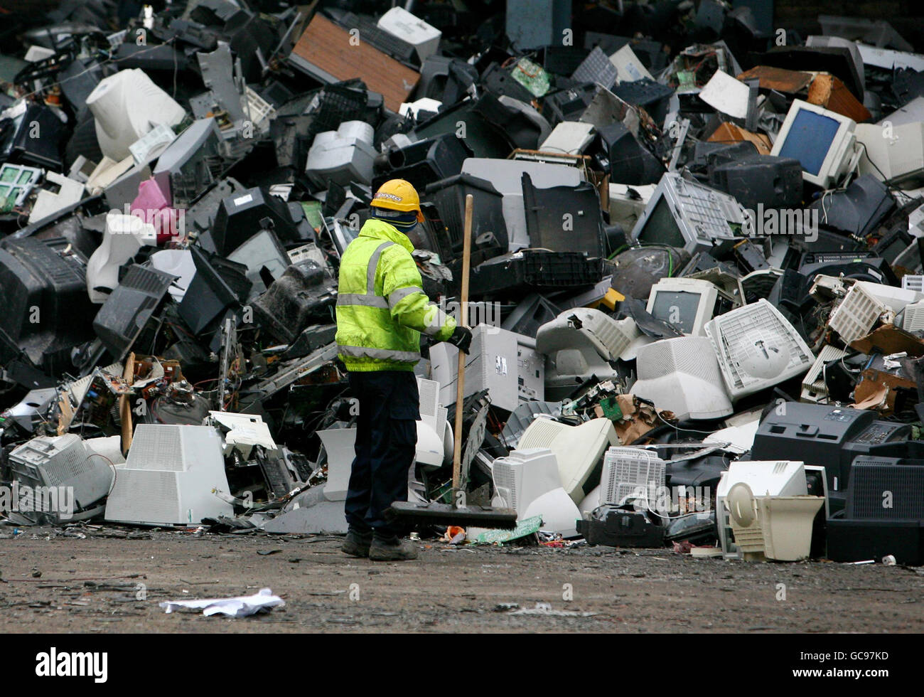 Old TVs and monitors recycled Stock Photo Alamy