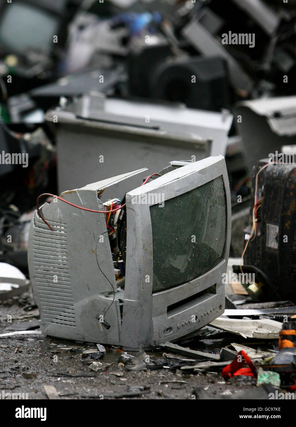 Old TVs and monitors recycled Stock Photo Alamy