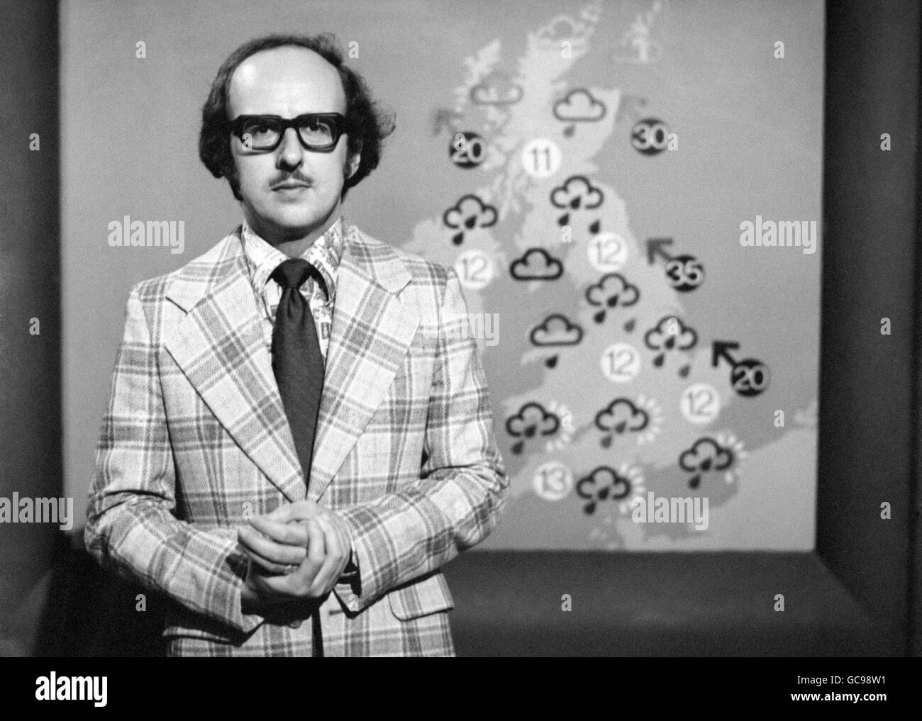 WEATHERMAN MICHAEL FISH AS HE LOOKED WHEN HE MADE HIS 1ST TELEVISION APPEARANCE 20 YEARS AGO. A PROGRAMME MARKING 40 YEARS OF WEATHER FORECAST TRANSMISSIONS WILL BE SHOWN ON BBC1. Stock Photo