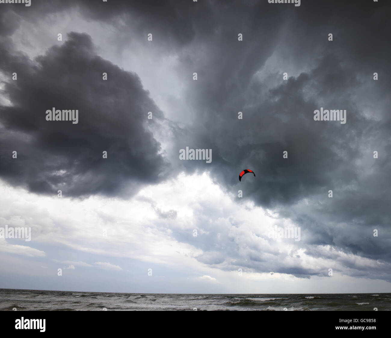 Power kite in sea and storm sky before rain Stock Photo Alamy