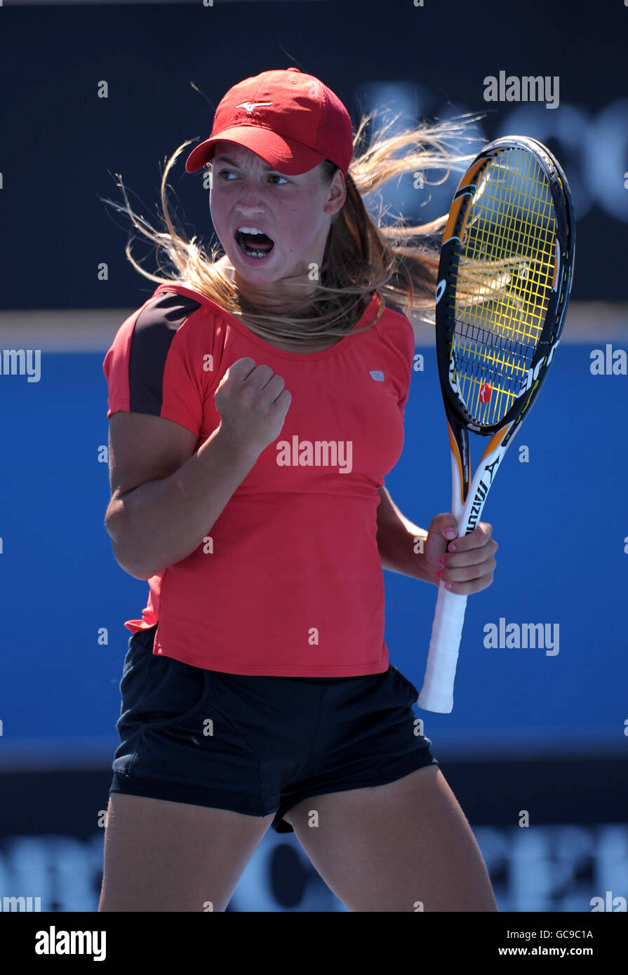 Tennis Australian Open 2010 Day Nine Melbourne Park. Russia's Yulia Putintseva celebrates