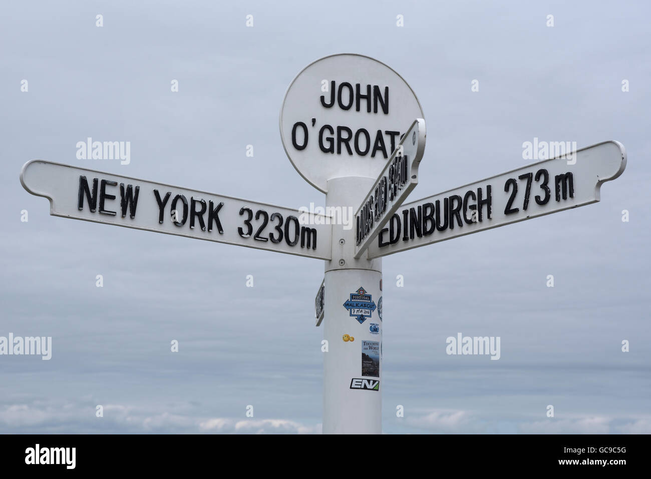 John O' Groats Direction Sign to the World, Caithness Scotland.  SCO 10,559 Stock Photo