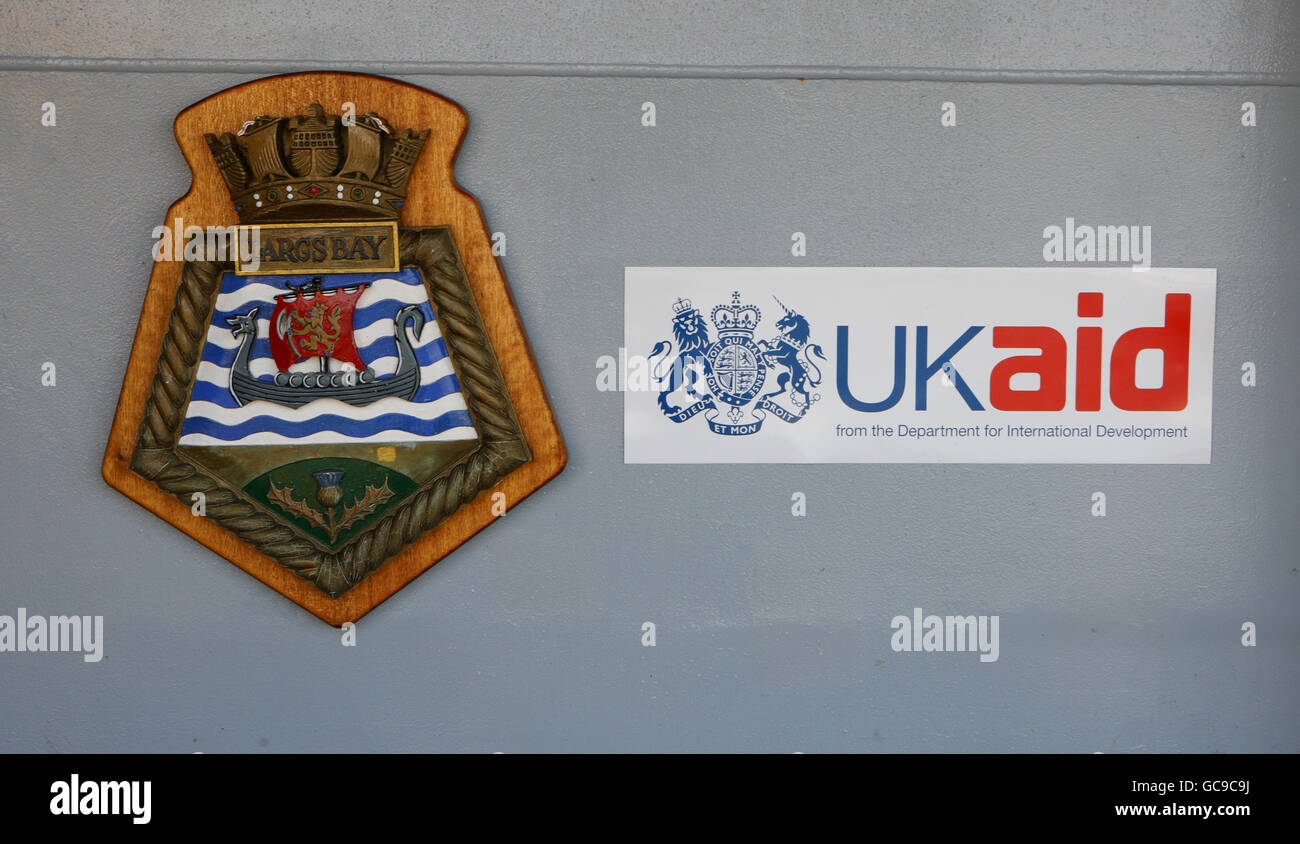 Aid equipment for Haiti loaded on to supply ship Stock Photo Alamy