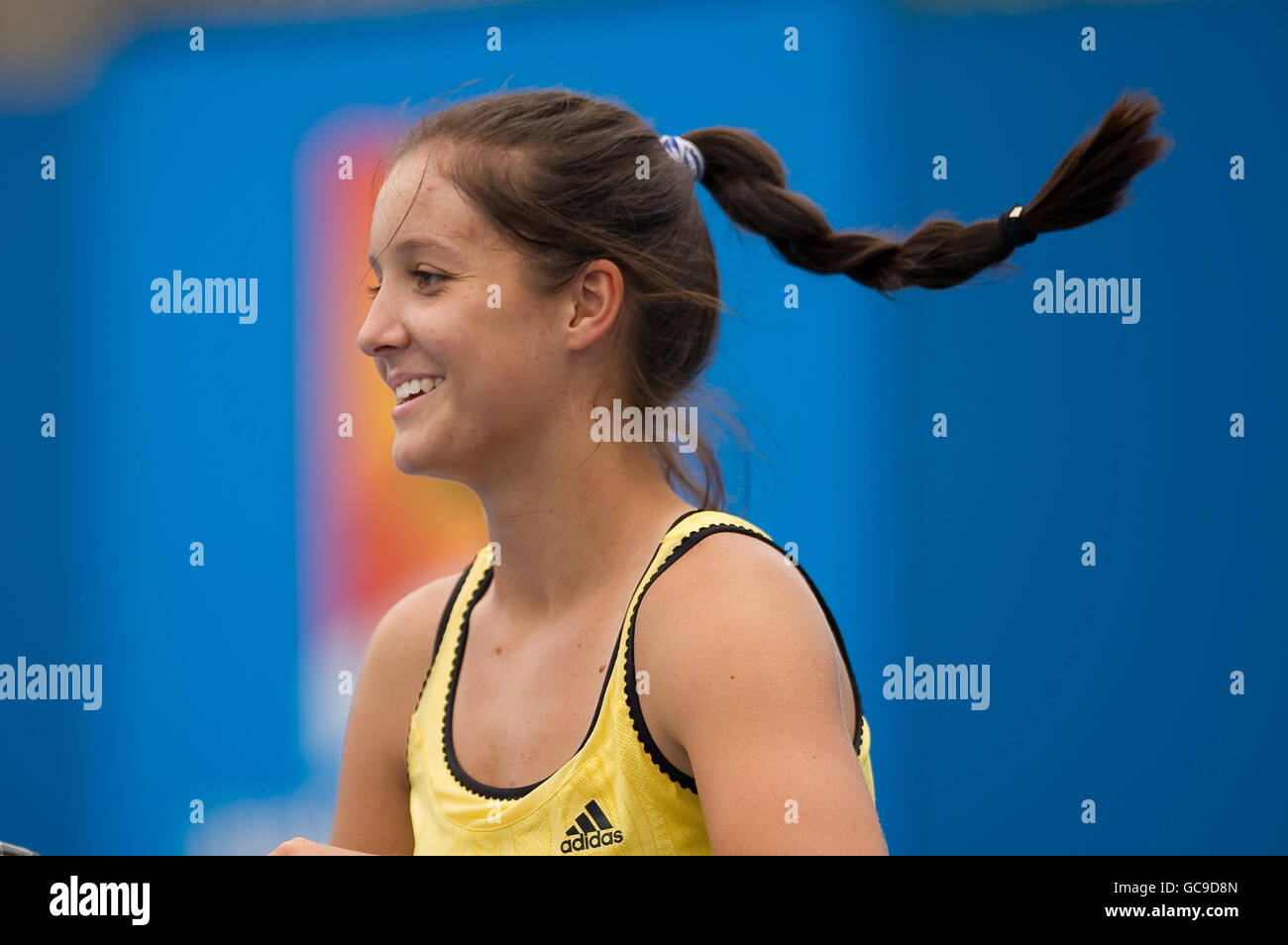 Laura Robson during her doubles match with Sally Peers during day five of the 2010 Australian Open at Melbourne Park, Melbourne, Australia. Stock Photo