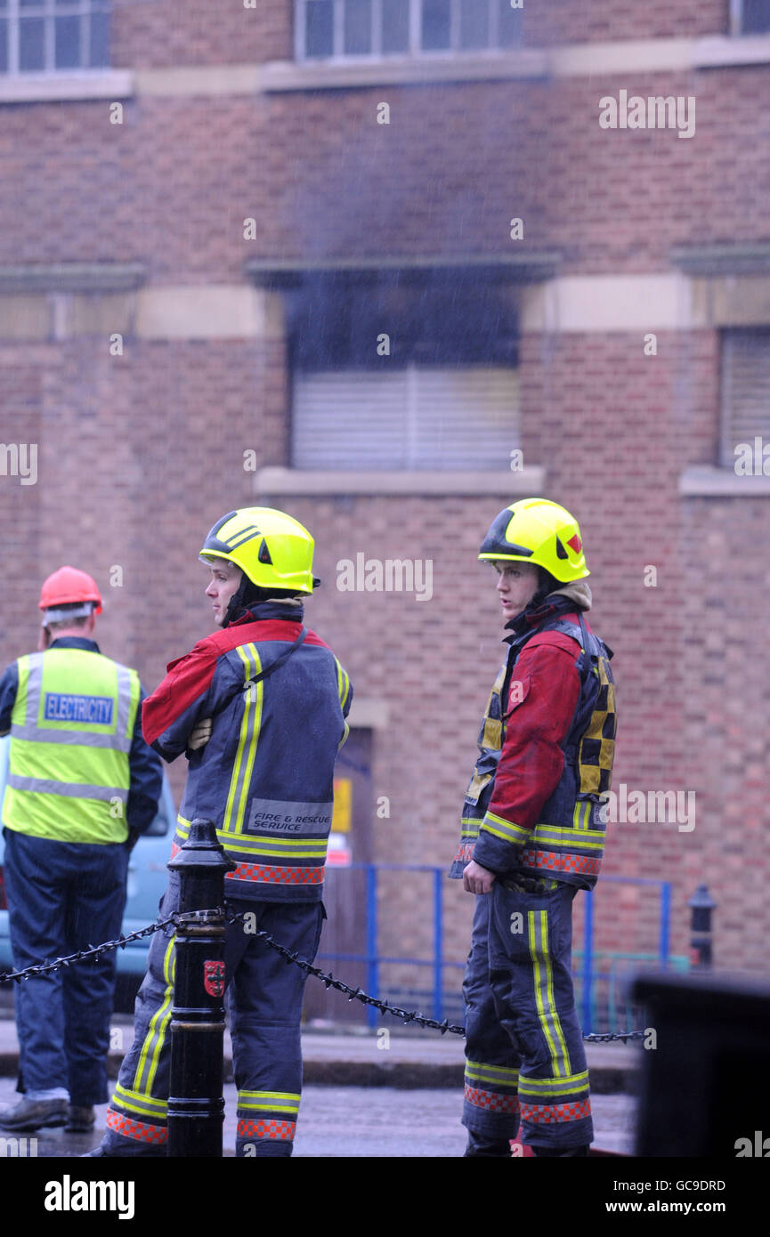 Fire crews at the scene of a fire in Nottingham city centre where an