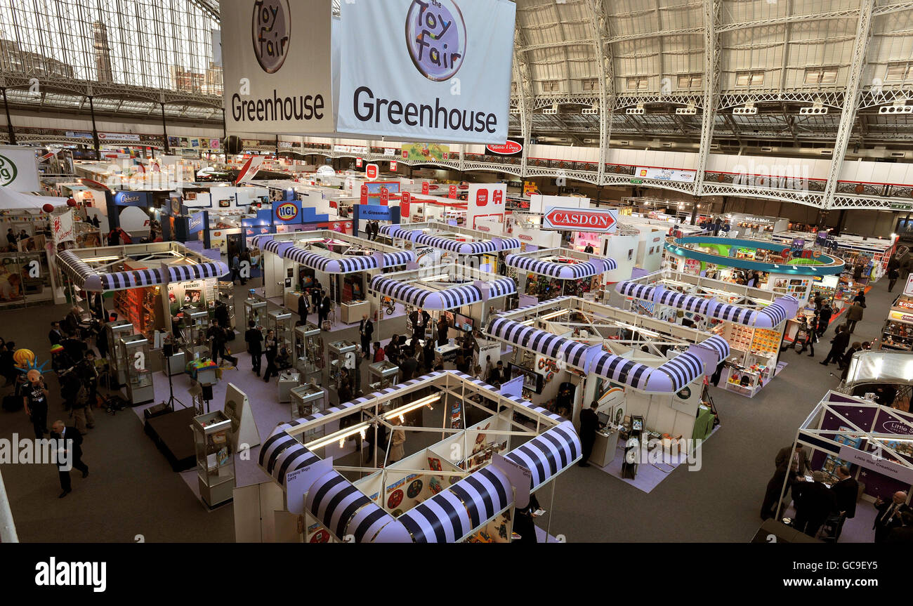 Olympia toy fair. An elevated view of the Grand Hall Olympia, where the