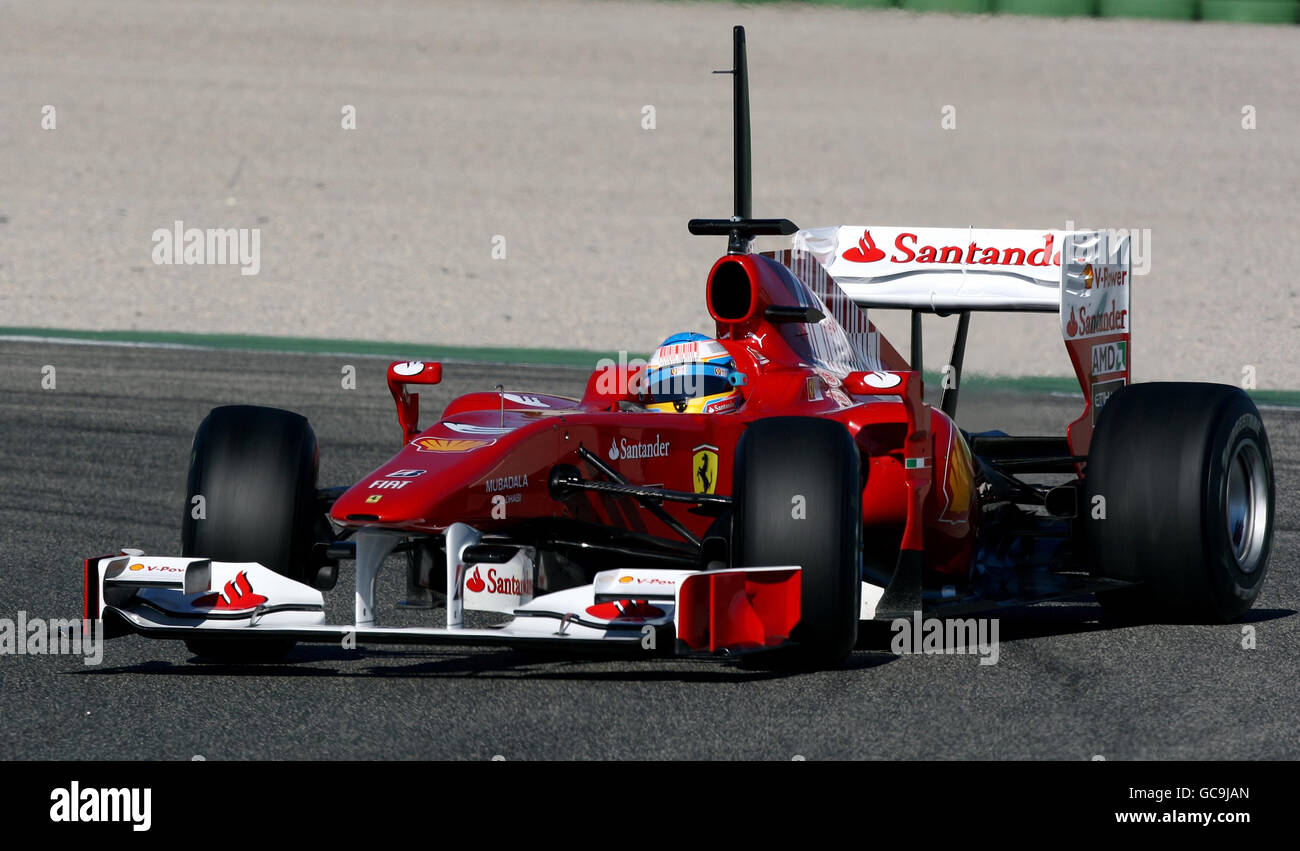 Ferrari's Fernando Alonso from Spain, right, drives his car in between the  pack during the European Formula One Grand Prix at Valencia street circuit,  Spain, Sunday, June 24, 2012. The race takes