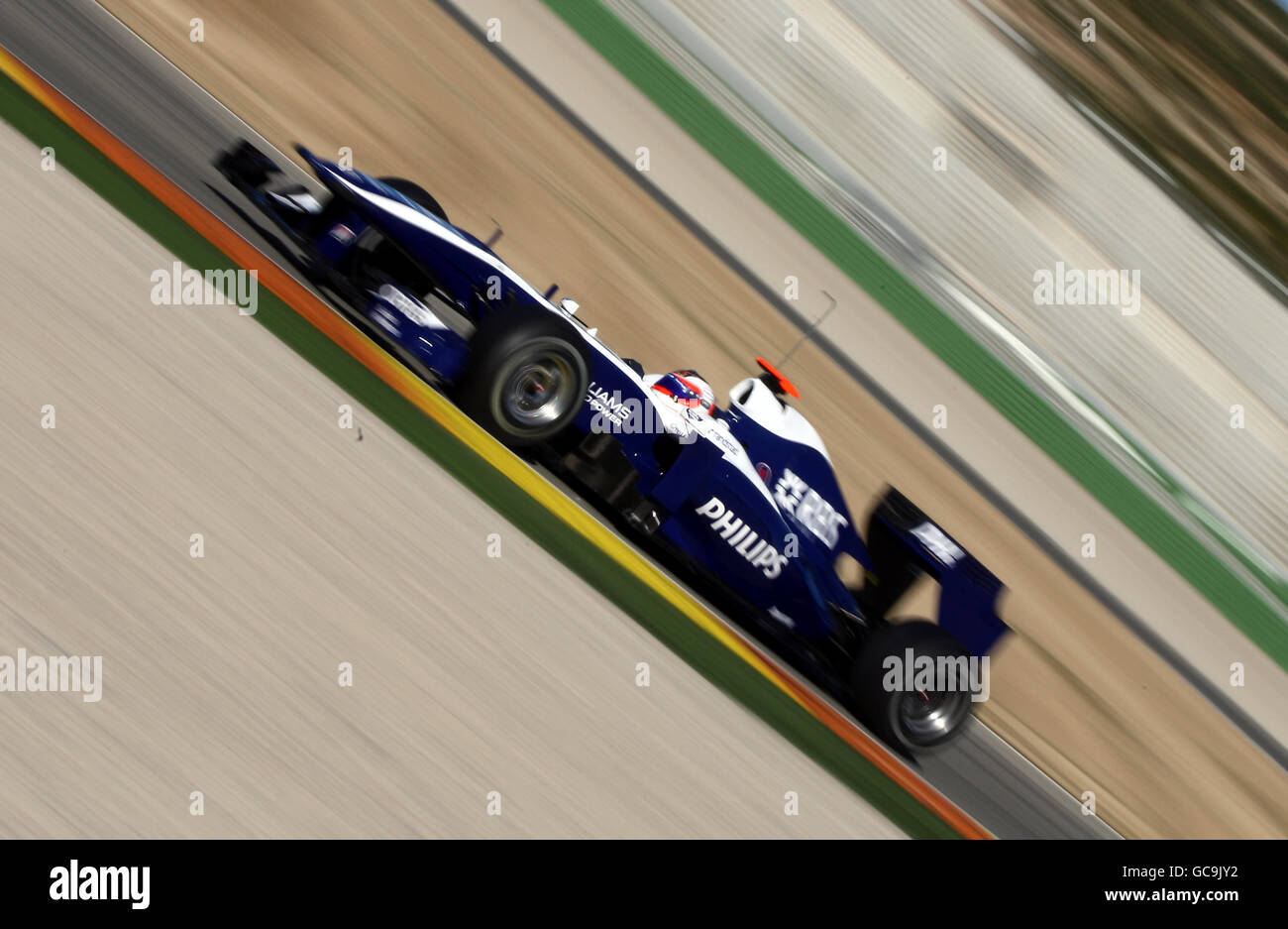 Williams' Rubens Barrichello during the Formula One Testing Session at the Circuit de la Comunitat Valenciana Ricardo Tormo, Valencia, Spain. Stock Photo