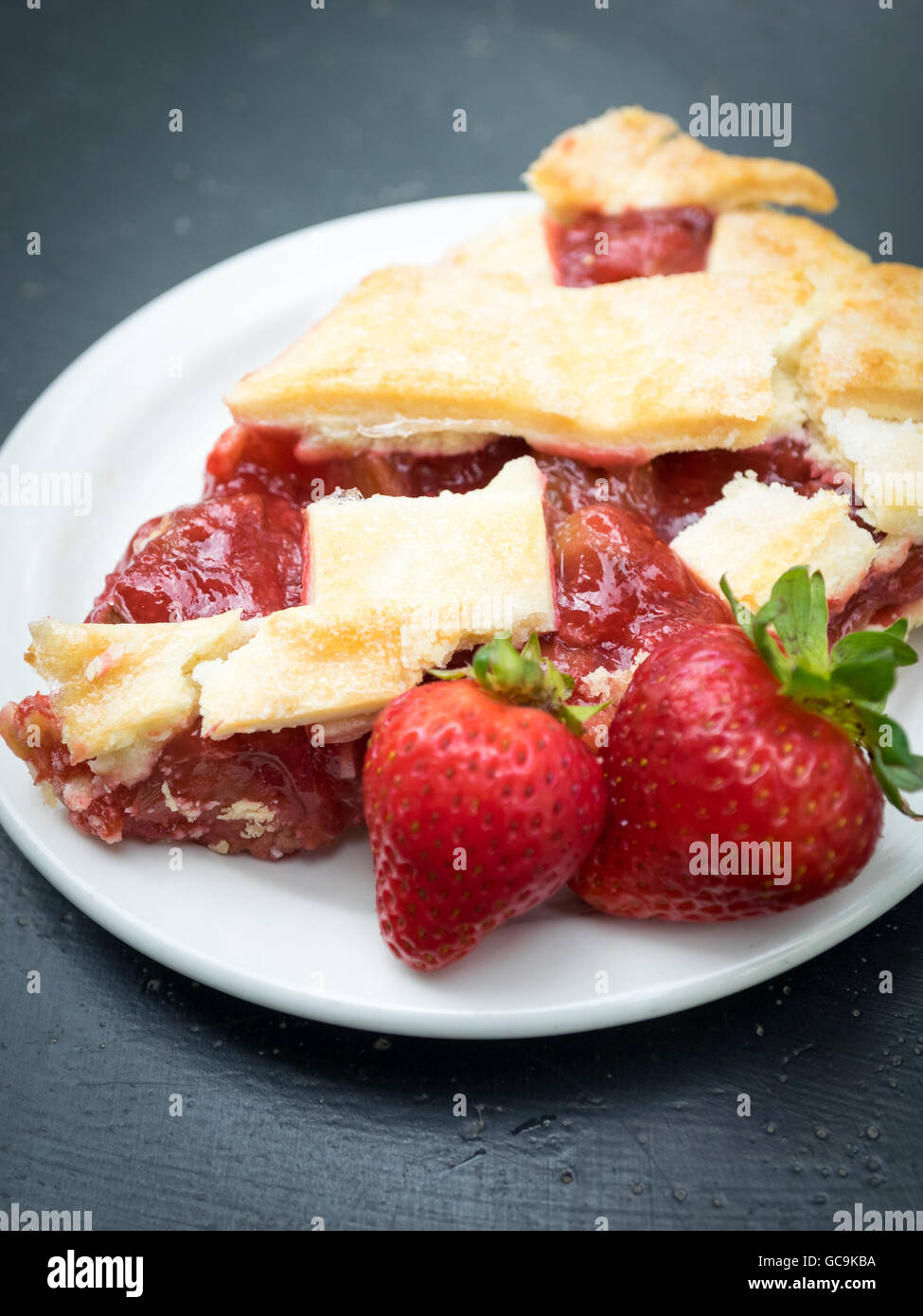 A slice of strawberryrhubarb pie from Zuppa Café in Edmonton, Alberta