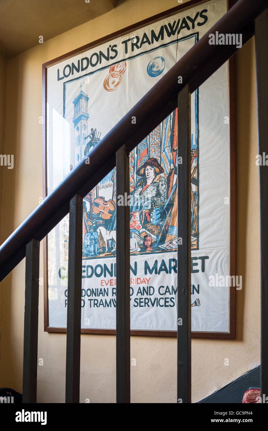 Framed vintage print in Nottinghill staircase, London, UK Stock Photo