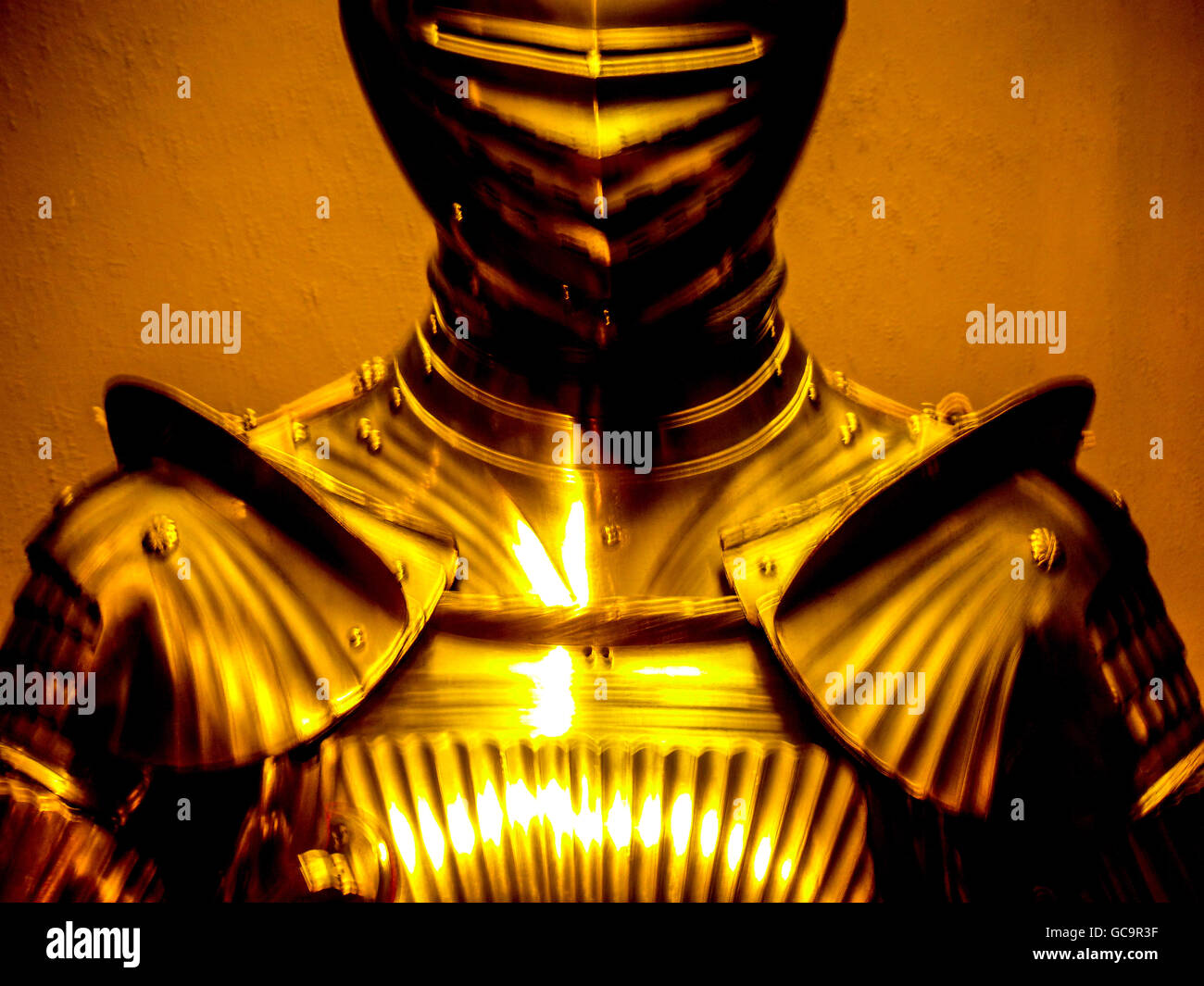 Suit of Armor closeup head and shoulders Stock Photo