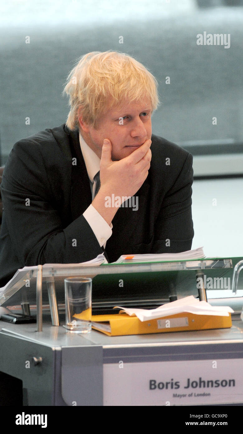 Mayor of London Boris Johnson speaks at City Hall, London. Mr Johnson confirmed that he will stand down as chairman of the Metropolitan Police Authority (MPA) to make way for deputy mayor Kit Malthouse. PRESS ASSOCIATION Photo. Picture date: Wednesday January 27, 2010. The Tory politician took control of the MPA in October 2008 after ousting Sir Ian Blair from his post as commissioner. See PA story POLICE Johnson. Photo credit should read: Anthony Devlin/PA Wire Stock Photo