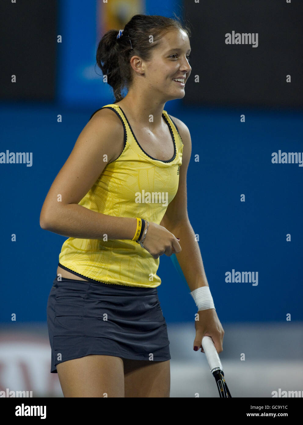 Laura Robson during her doubles match with Sally Peers against Maria Kirilenko and Agnieszka Radwanska during The Australian Open at Melbourne Park Stock Photo