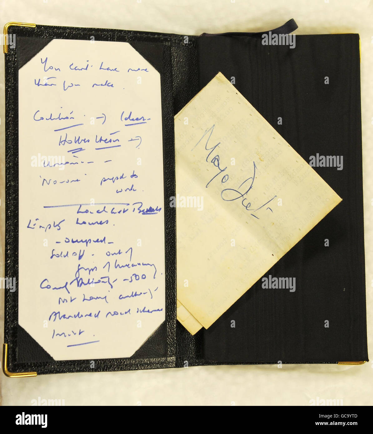 30 A diet used by Margaret Thatcher folded inside her diary. The former Prime Minister's personal papers of memos, letters and correspondence are to go on show at the Churchill Archives at Churchill College in Cambridge. The papers, which are being released by the Margaret Thatcher Archive Trust are from her first year in office in 1979. Stock Photo