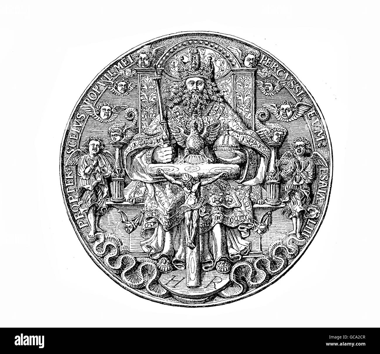 Year 1544, Silver thaler of  Maurice Duke of Saxony ( 1521-1553) Stock Photo
