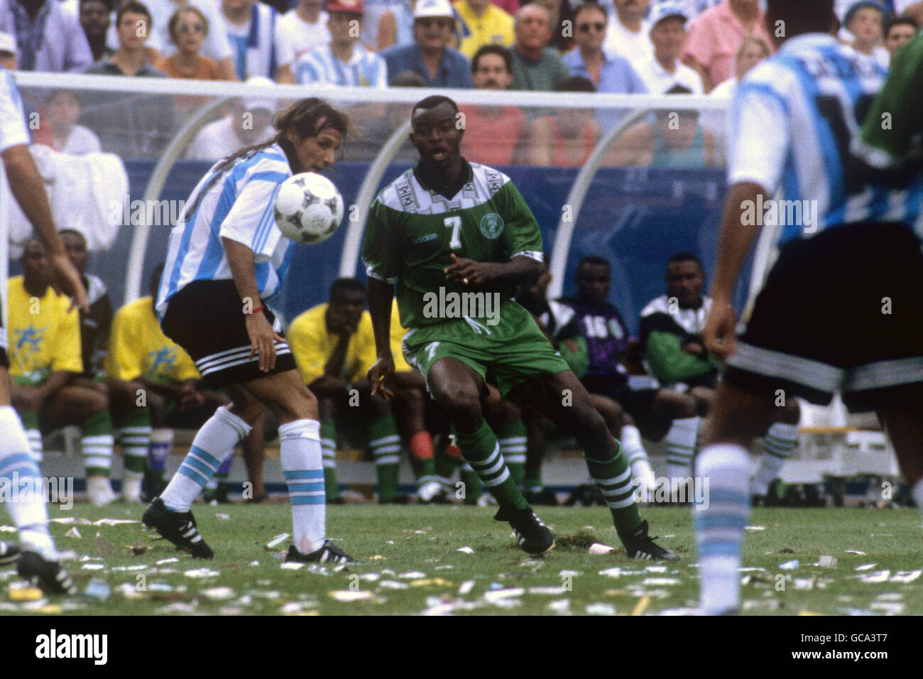 Soccer - World Cup USA 1994 - Group D - Argentina v Nigeria - Foxboro Stadium Stock Photo