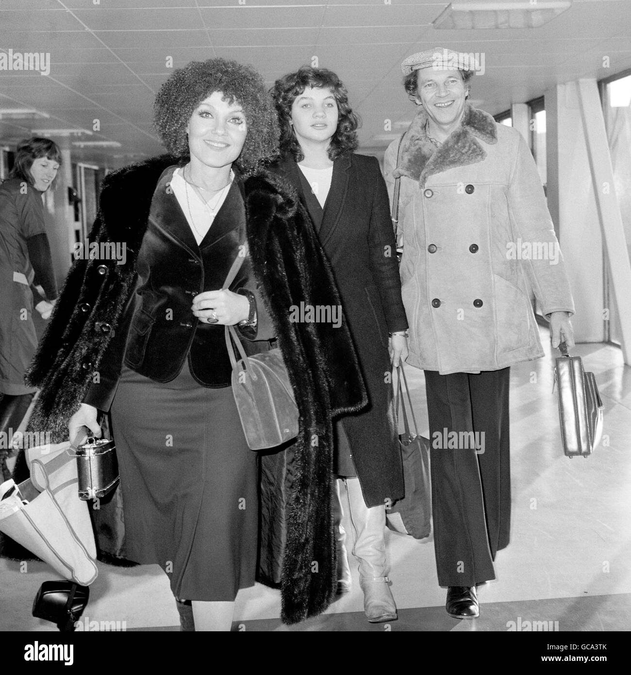 Music - John Dankworth - Heathrow. Stars of Jazz and husband and wife John Dankworth and Cleo Laine with their daughter Jackie (c) Stock Photo