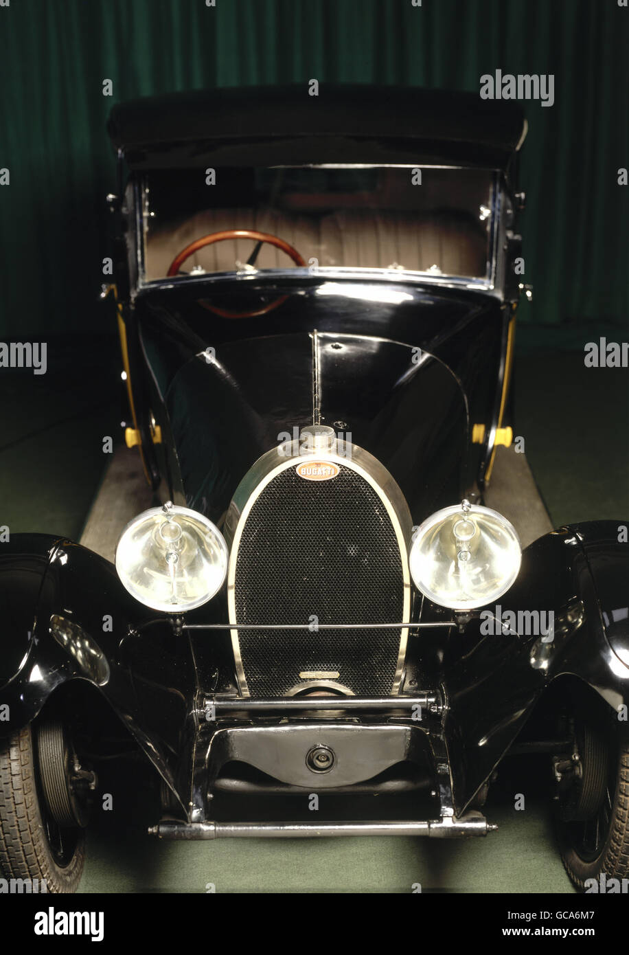 transport / transportation, car, vehicle variants, Bugatti, type 40, year of construction: 1928, historic, historical, 20th century, 1920s, 20s, vintage, front view, radiator grill, headlights, coupè, cabriolet, convertible, sports car, Additional-Rights-Clearences-Not Available Stock Photo