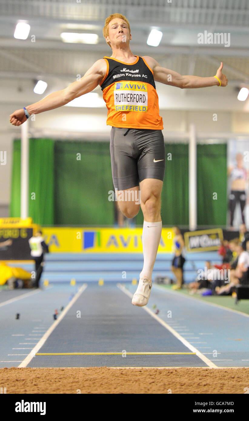 Greg Rutherford in action in the Men's long jump during the Aviva World ...