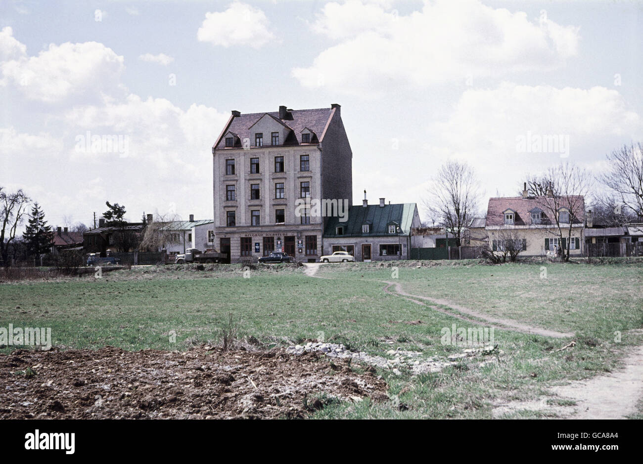 geography / travel, Germany, Bavaria, Munich, buildings, appartment house in the suburban area, Belgrad Street, 1958, Additional-Rights-Clearences-Not Available Stock Photo