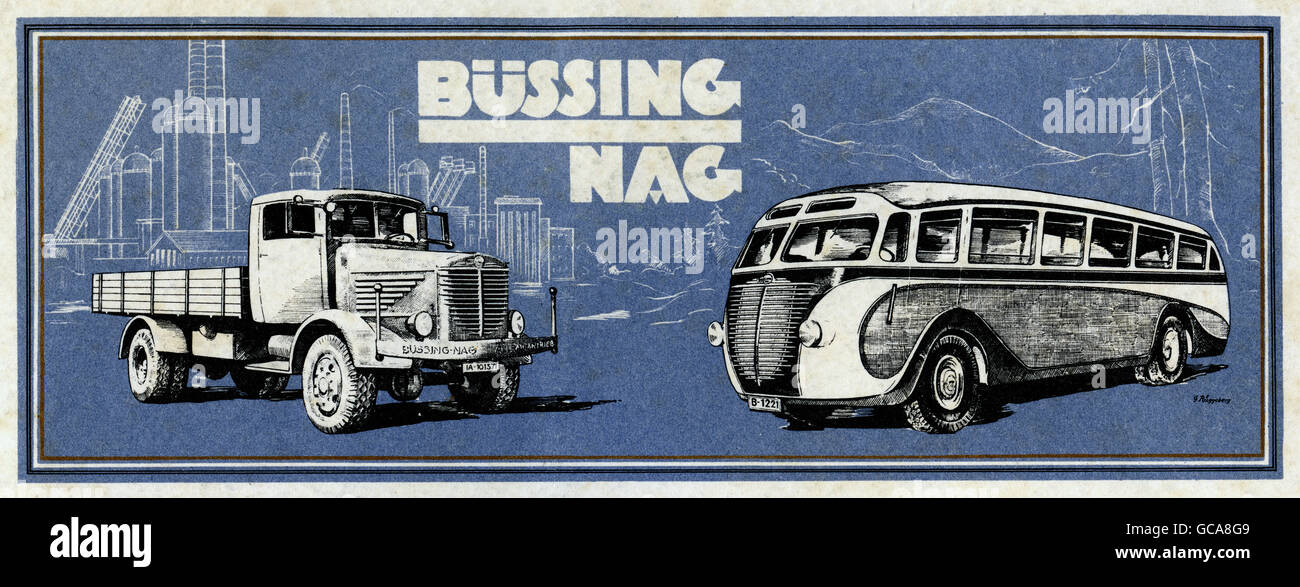 advertising, cars, Buessing / NAG, advert, Germany, 1942, Additional-Rights-Clearences-Not Available Stock Photo