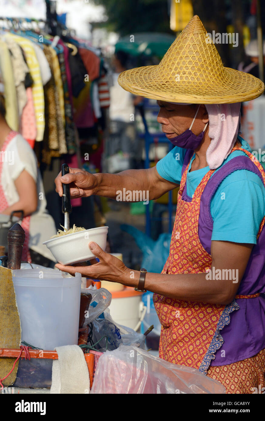 a market street at the Santichaiprakan Park at the Mae Nam Chao Phraya River in the city of Bangkok in Thailand in Southeastasia Stock Photo