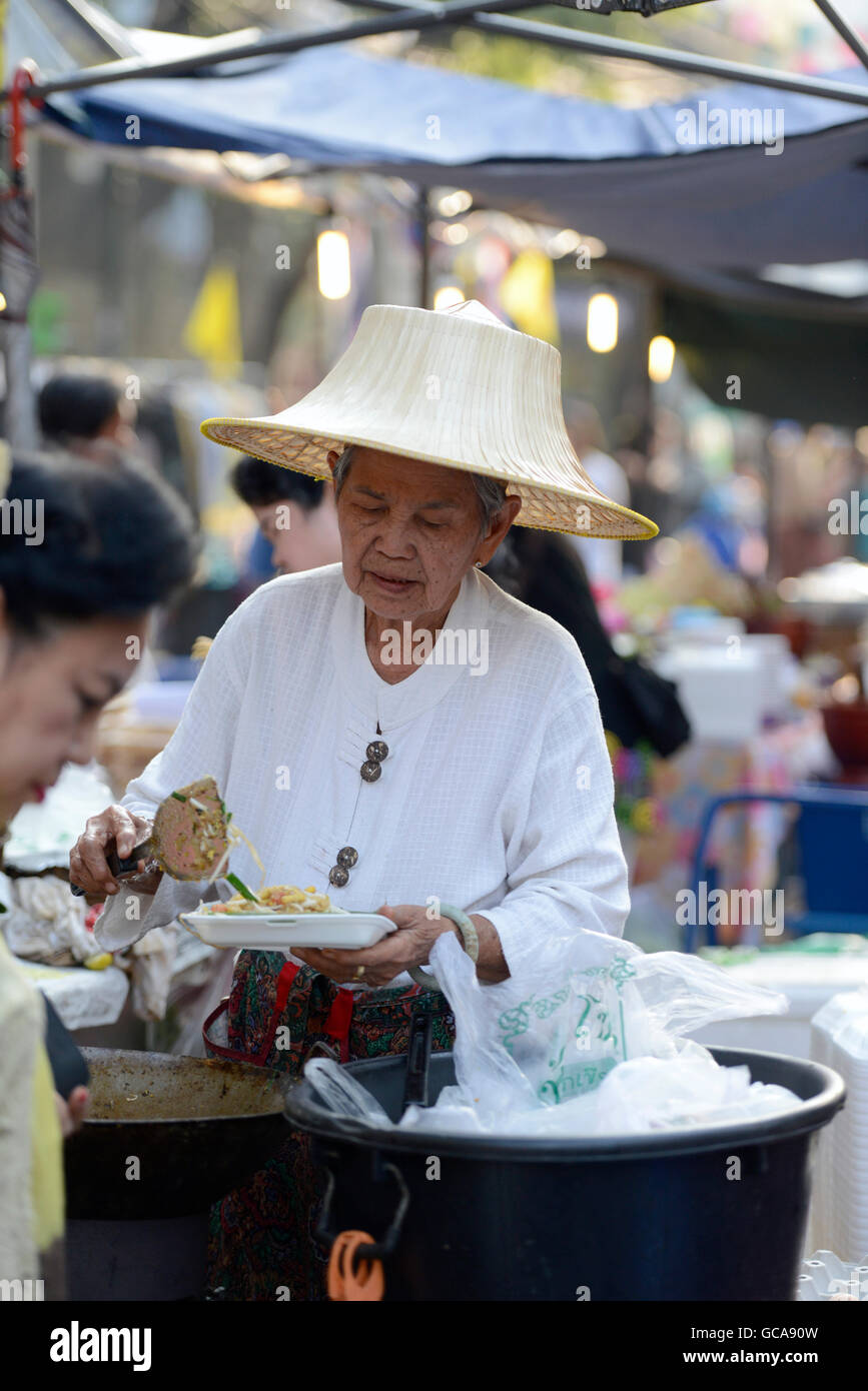 a market street at the Santichaiprakan Park at the Mae Nam Chao Phraya River in the city of Bangkok in Thailand in Southeastasia Stock Photo