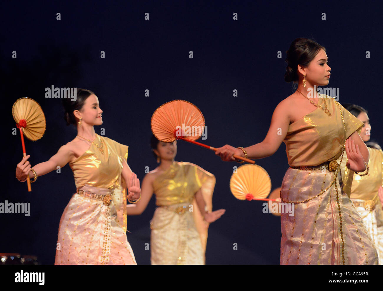 traditional Thai Dance in the Santichaiprakan Park at the Mae Nam Chao ...