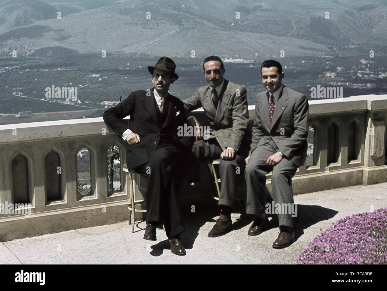 geography / travel, Italy, people, three men wearing suits and sitting on chairs, Palermo, April 1940, Additional-Rights-Clearences-Not Available Stock Photo