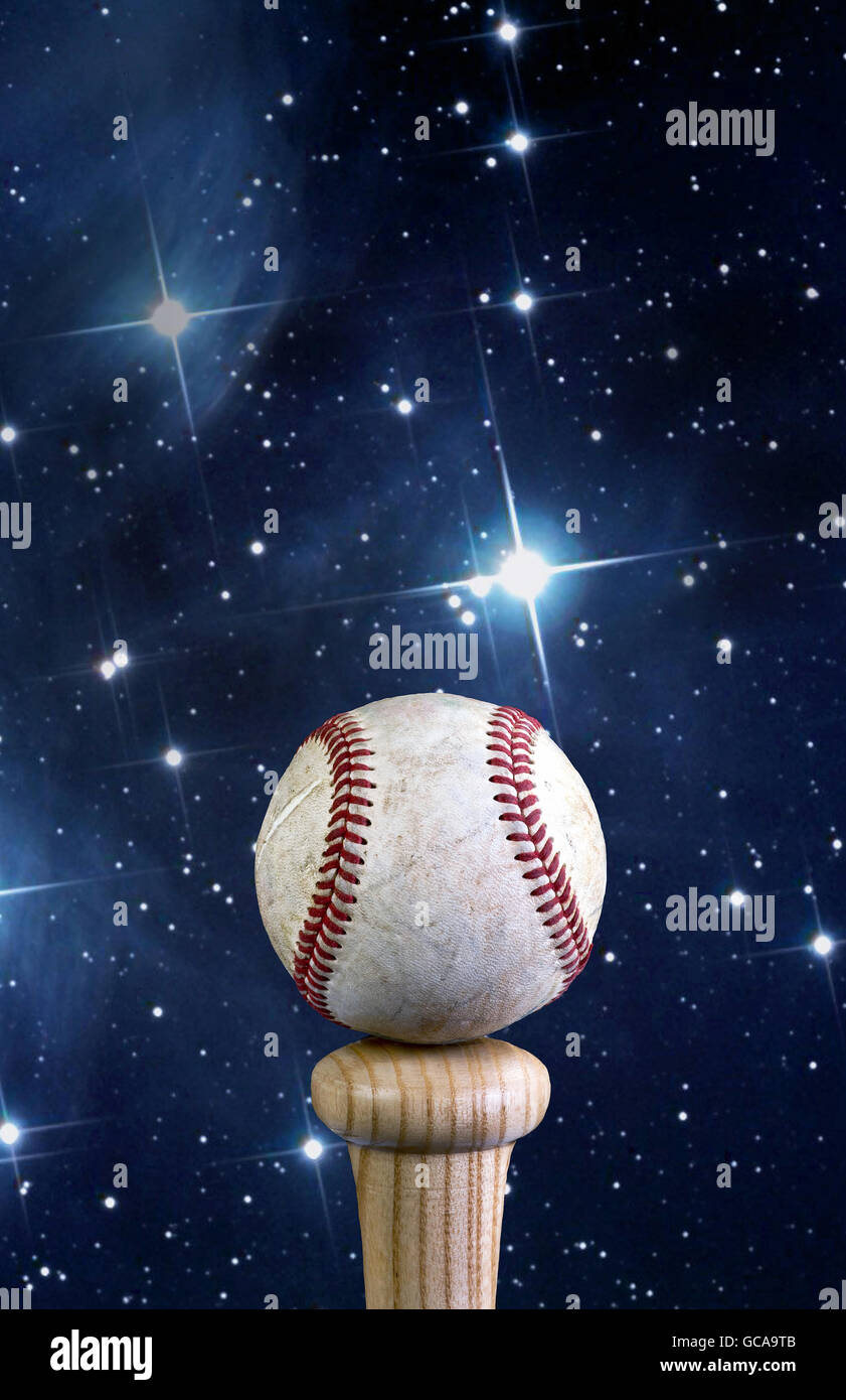 Baseball and bat with stars shinning with room for your type. Stock Photo