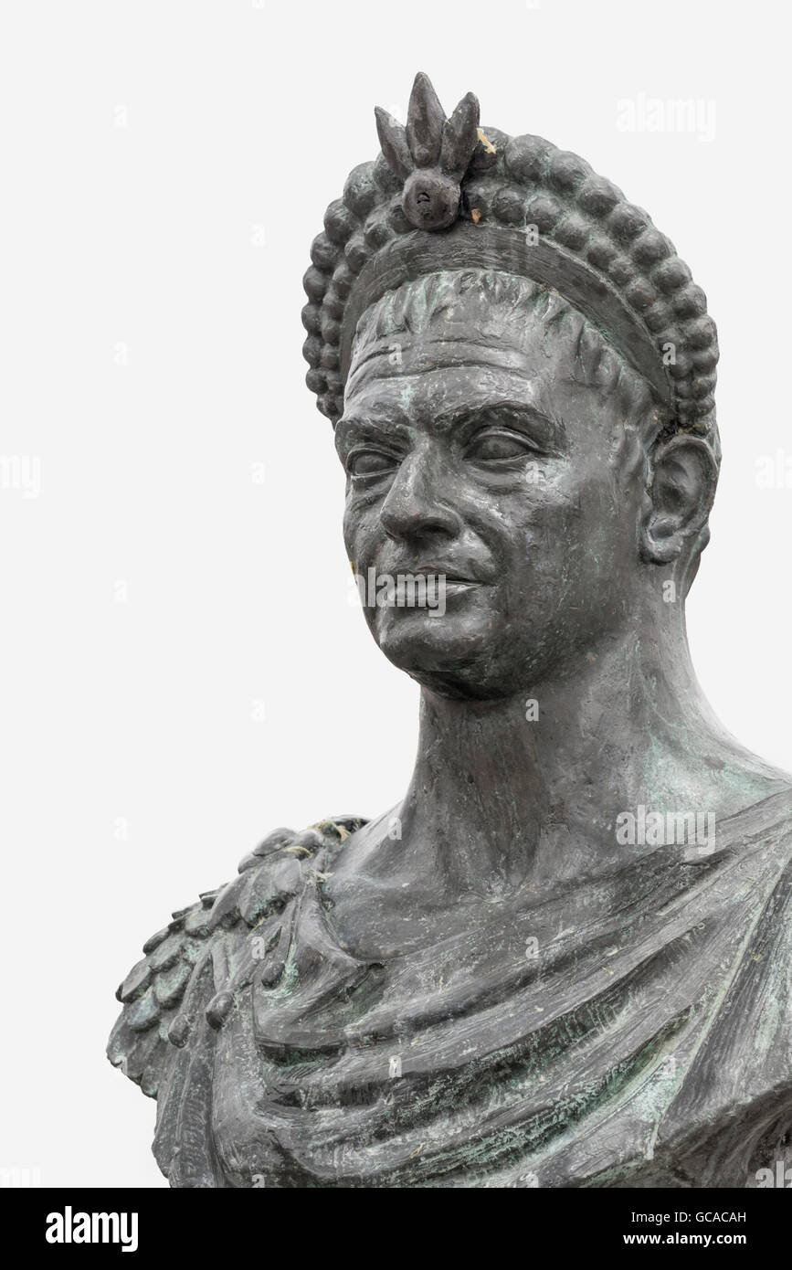 Bust of Roman Emperor Teodosio the Grande in Coca Segovia, Castile and