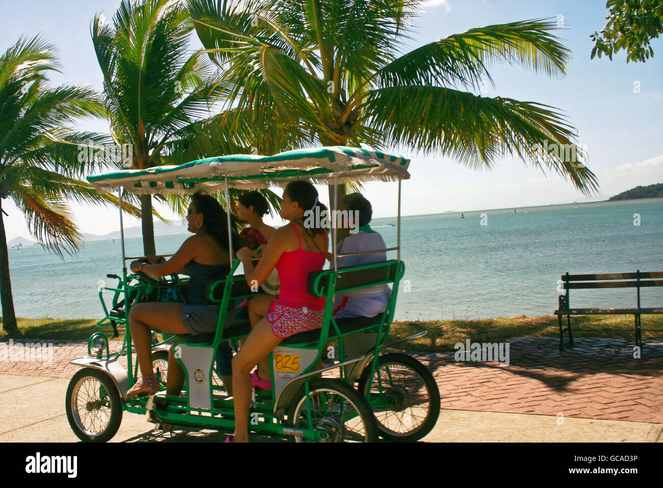 Four person bike trolley in Panama City, Panama. Stock Photo