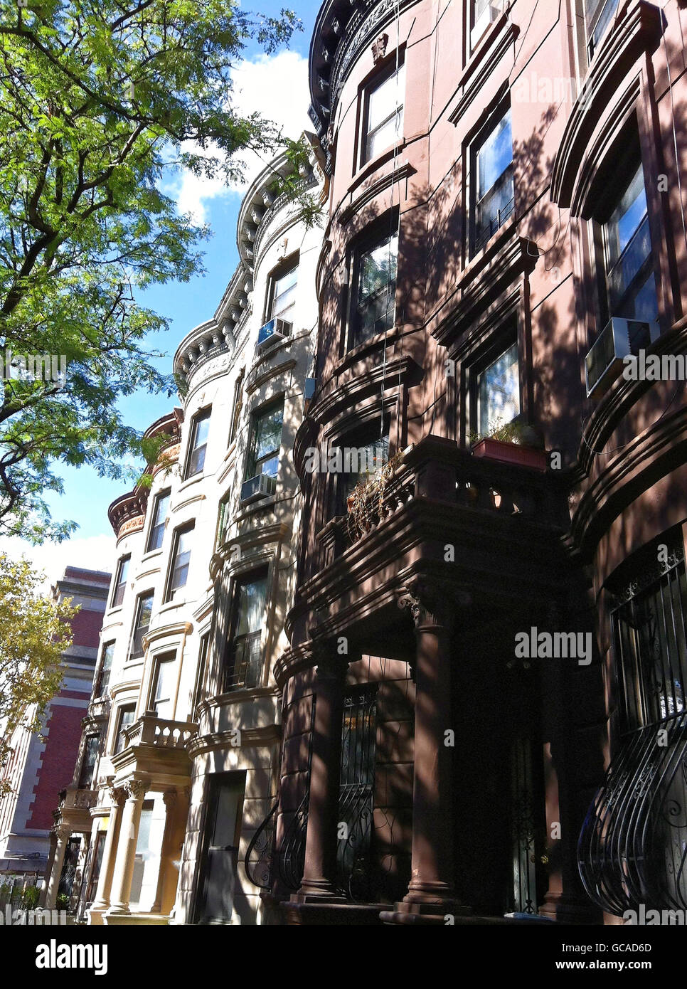 Brownstones and limestone classic architecture in Brooklyn, New York. Stock Photo