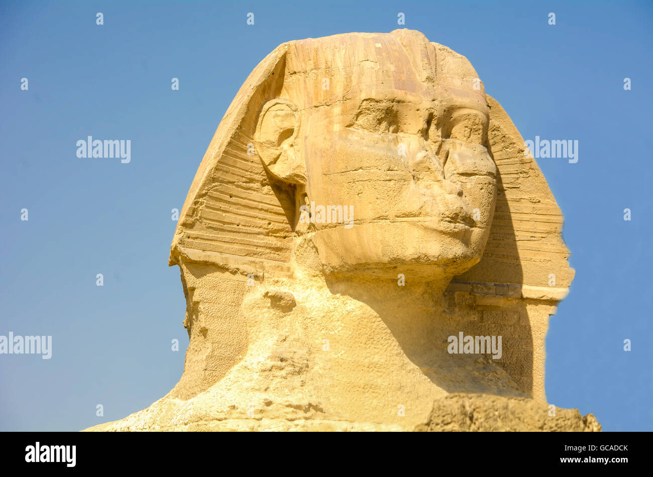 The Great Sphinx of Giza. Monumental limestone statue with a lion's