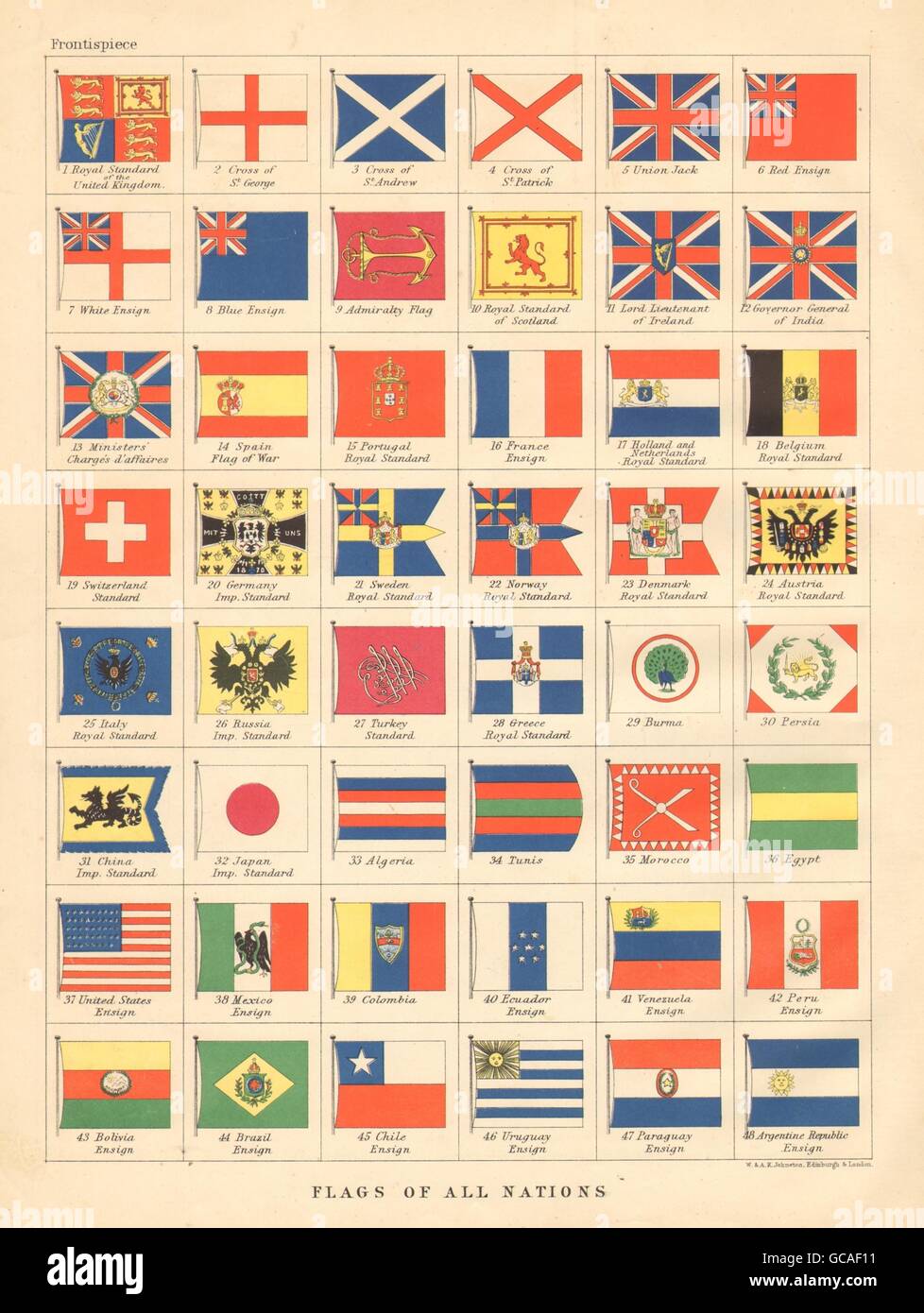 NATIONAL FLAGS. Ensigns, Royal & Imperial Standards. JOHNSTON, 1897 old