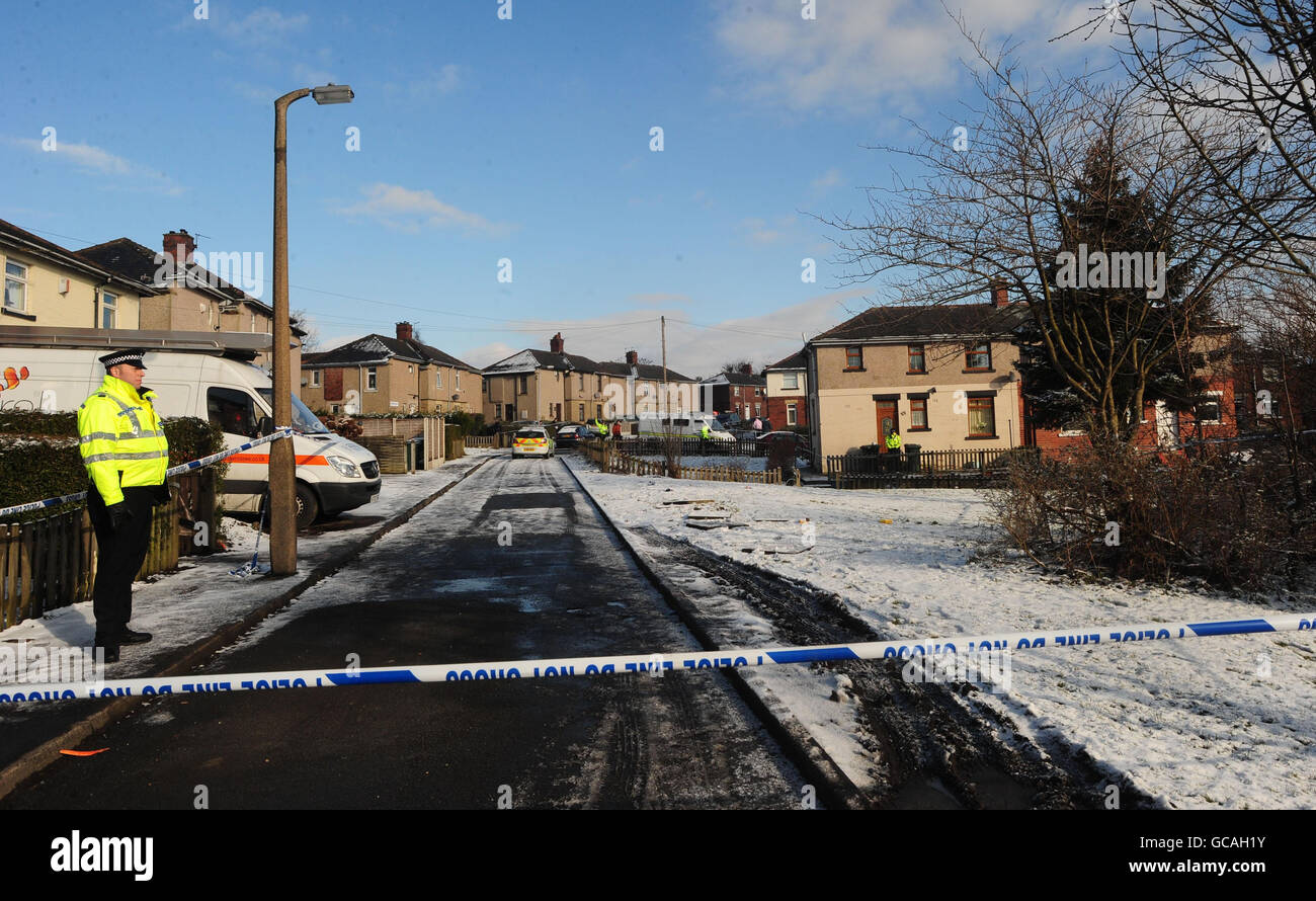 A general view of police activity in Bradford after a nine-year-old boy ...