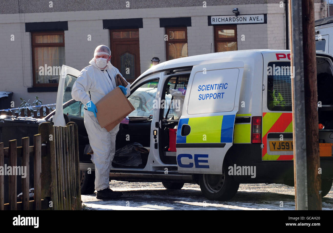 A general view of police activity in Bradford after a nine-year-old boy ...