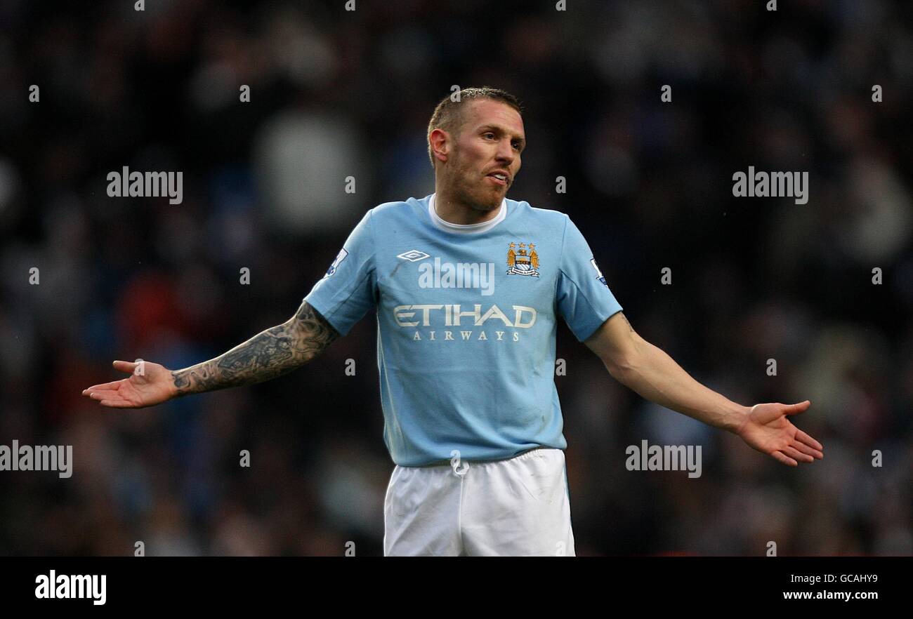 Manchester City's Craig Bellamy Reacts During The Game Stock Photo - Alamy