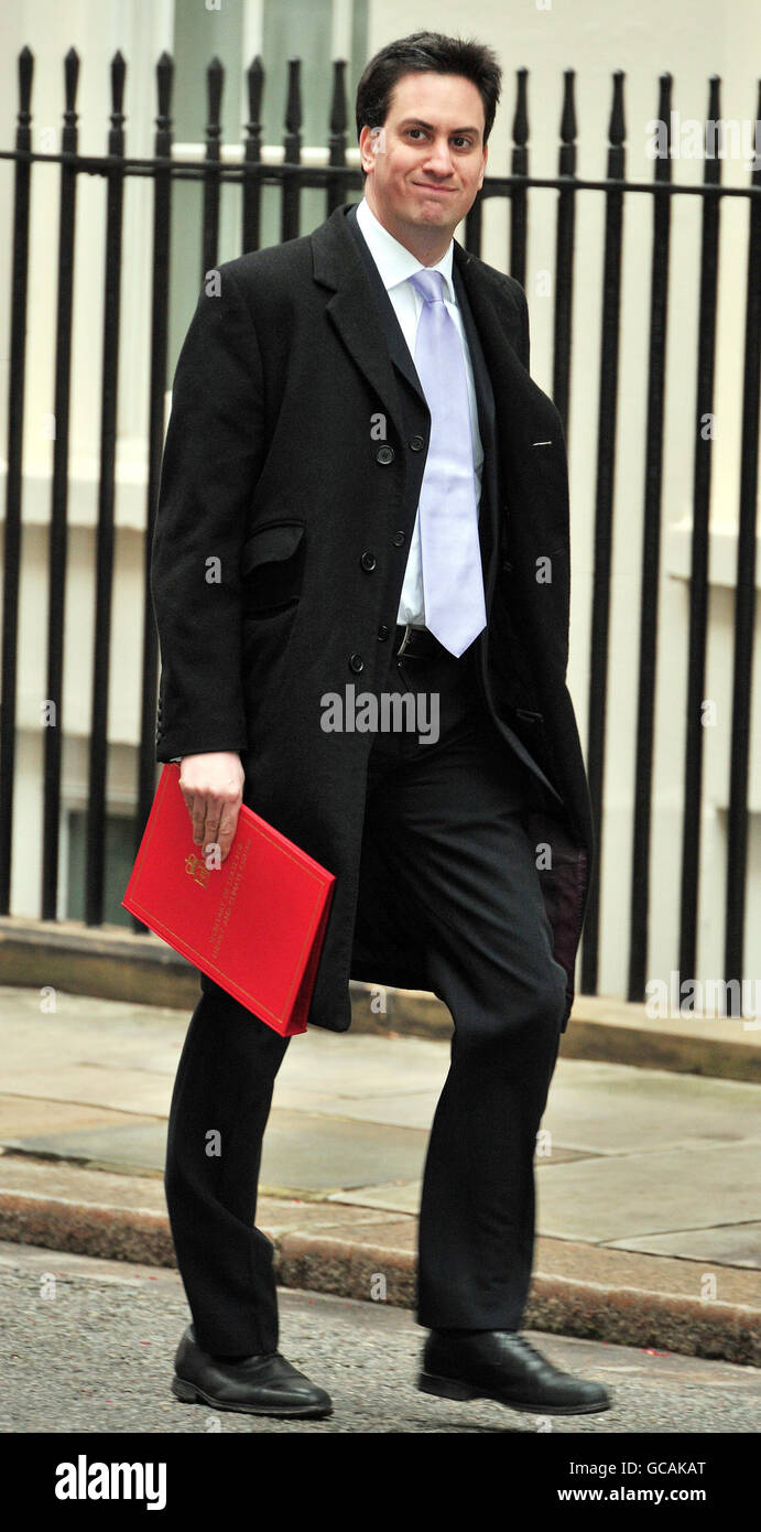 Secretary of State for Energy and Climate Change Ed Miliband arrives for the regular weekly Cabinet meeting at 10, Downing Street, London. Stock Photo