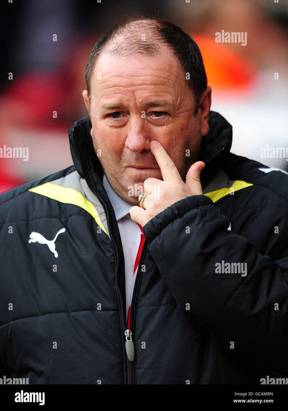 Bristol City manager Gary Johnson scratches his nose. Stock Photo