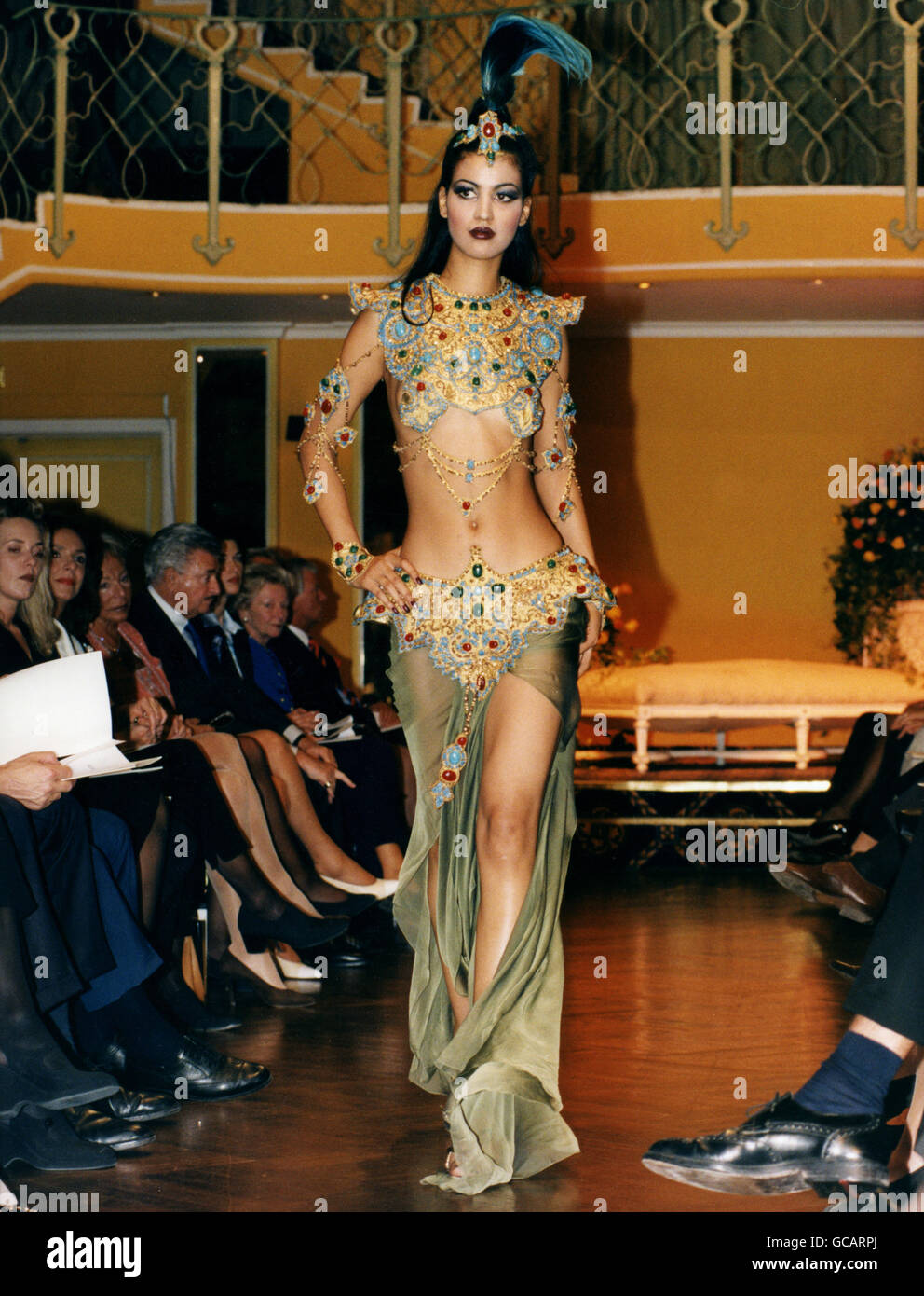 fashion, 1990s, mannequin, oriental dress by John Galliano, fashion show, Bayerischer Hof, Munich, 1997, Additional-Rights-Clearences-Not Available Stock Photo