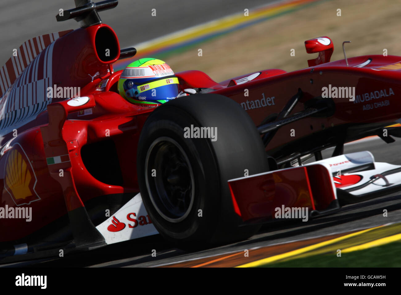 Felipe Massa tests the new Ferrari during the Formula One Testing Session Stock Photo