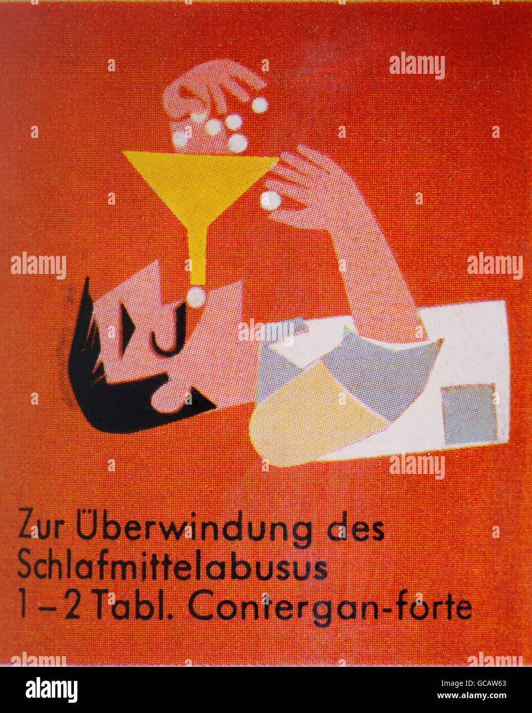 advertising, medicine, Contergan pills, label on miniature advertising pillar, Germany, 1959, Additional-Rights-Clearences-Not Available Stock Photo